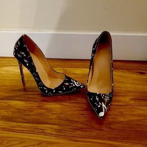 Black and white heels